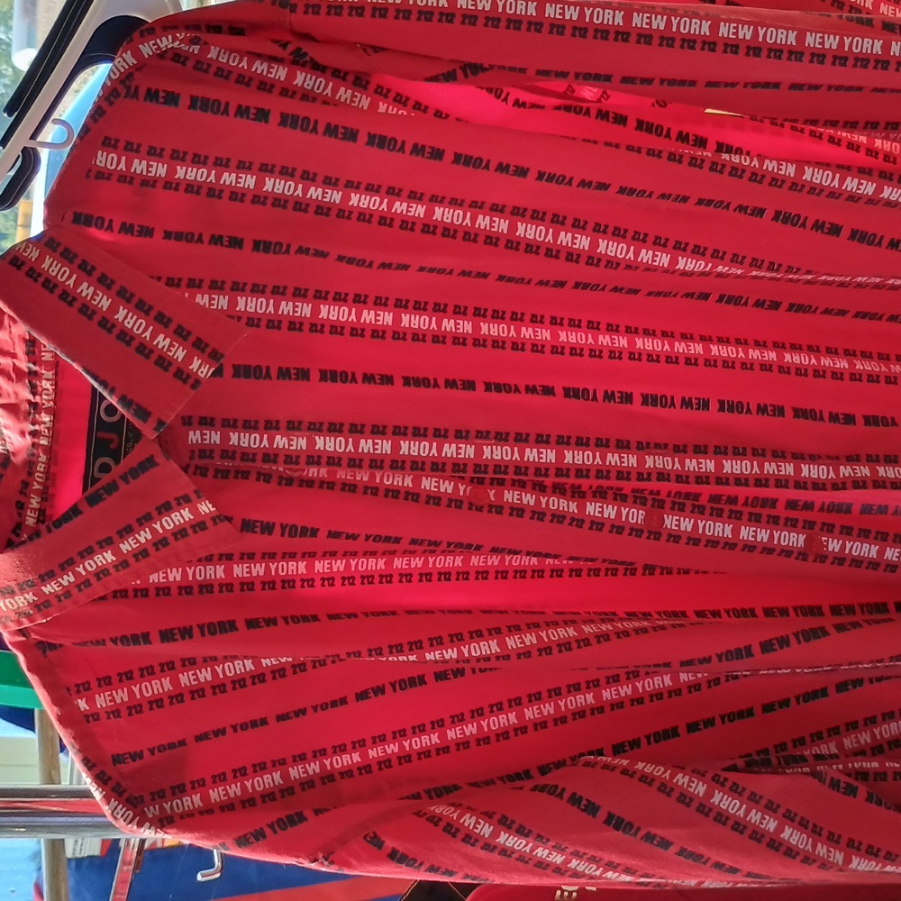 Red Striped Button-Up Shirt